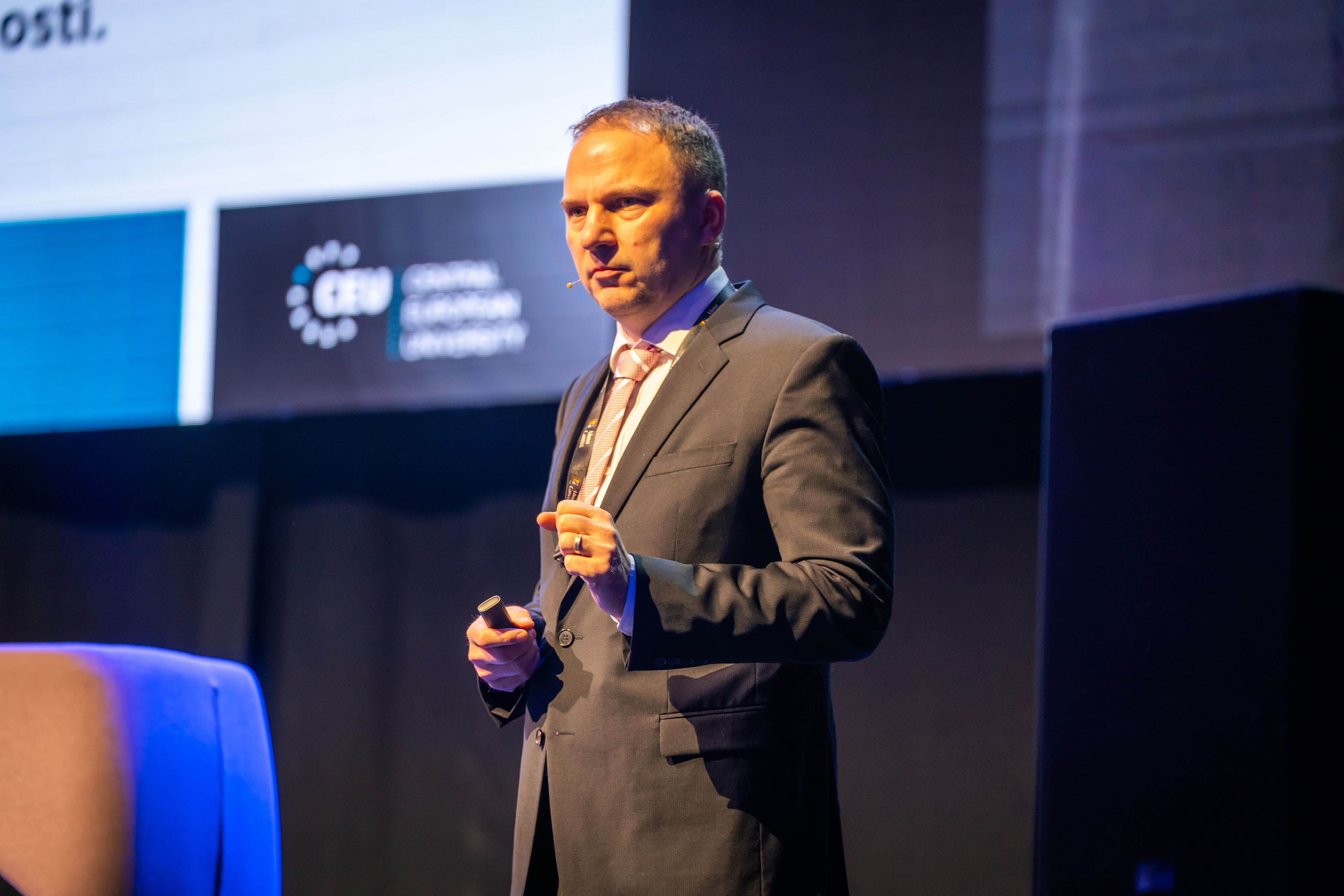 Martin Kahanec on stage presenting at the Alma Inclusive 2026 conference.